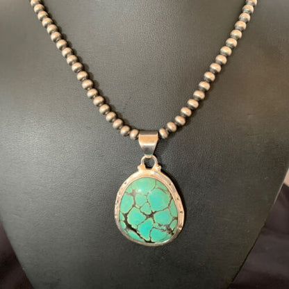 Navajo Blue Spiderweb Turquoise Pendant | Sterling Silver | Authentic Native American Handmade | 10673