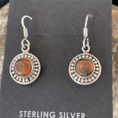 Navajo Spiny Oyster Earrings | Sterling Silver | Minimalist Native American Handmade | 12831
