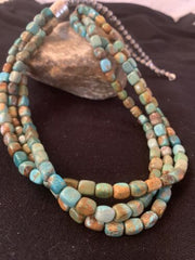 Native American Green Turquoise Necklace | Navajo Sterling Silver | Authentic Handmade | 611