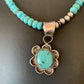 Navajo Blue Turquoise Pendant Necklace | Sterling Silver Pearls | Authentic Native American Handmade | 13217