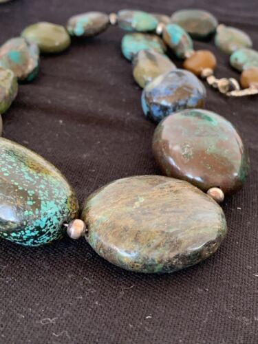 Navajo Graduated Sterling Silver Natural Blue Nugget Turquoise Necklace | Authentic Native American | 22" | 624