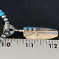 Navajo Blue Turquoise Feather Pendant Necklace | Sterling Silver | Native American Handmade | 13823