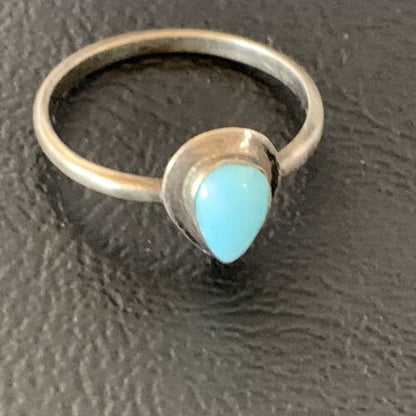 Men's Larimar Navajo Ring | Sterling Silver | Sz 8 | Authentic Native American Handmade | 13169