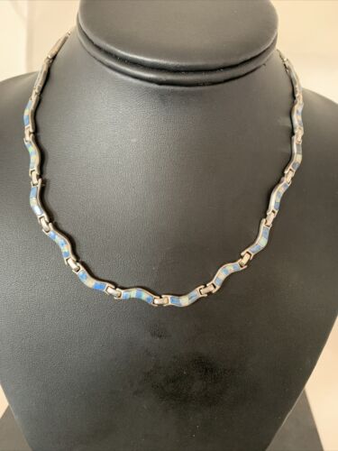 Southwestern Sterling Silver Necklace | Lapis & Opal Inlay Pendant | 16" | 01426