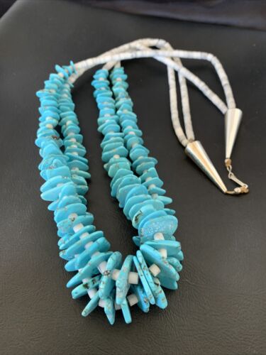 Native American Santo Domingo Howlite Chip Turquoise Necklace | 32" | 11998 - Masha USA