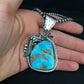 Navajo Pearls Kingman Turquoise Pendant Necklace | Sterling Silver | Native American Handmade | 4819