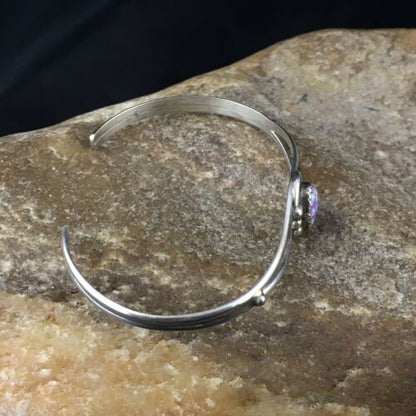 Navajo Pink Opal Bracelet | Sterling Silver Cuff | Authentic Native American Handmade | 10185