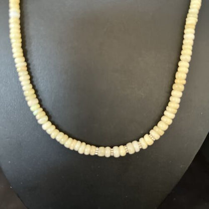 Native American White Opal Necklace | Sterling Silver | Navajo Handmade | 19" | 14533