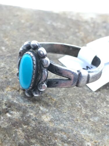 Native American Blue Turquoise Navajo Ring | Sterling Silver | Sz 5.75 | 4447