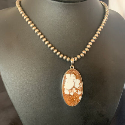 Navajo Wild Horse Turquoise Necklace Pendant | Sterling Silver | Authentic Native American Handmade | 12732