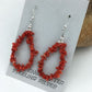 Native American Sterling Silver Navajo Red Coral Earrings | 2" | 1086
