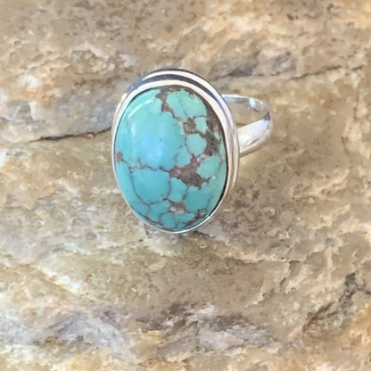 Navajo Spiderweb Blue Turquoise Ring | Sterling Silver | Sz 6 | Authentic Native American Handmade | 11426