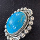 Navajo Blue Kingman Turquoise Ring | Sterling Silver | Sz 9.5 | Authentic Native American Handmade | 01644