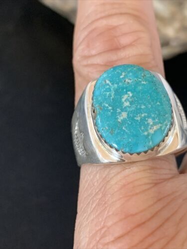 Navajo Blue Kingman Turquoise Ring | Sterling Silver | Sz 11 | Authentic Native American Handmade | 14143