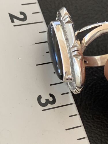 Native American Navajo Handmade Sterling Silver Black Onyx Ring | Sz 6 | 11586