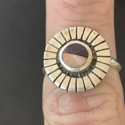 Navajo Purple Sugilite Pink Coral Inlay Ring | Sz 5.5 | Authentic Native American Handmade | 11173
