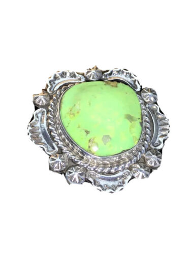 Native American Navajo Green Gaspeite Ring | Sterling Silver | Sz 7 | 1803