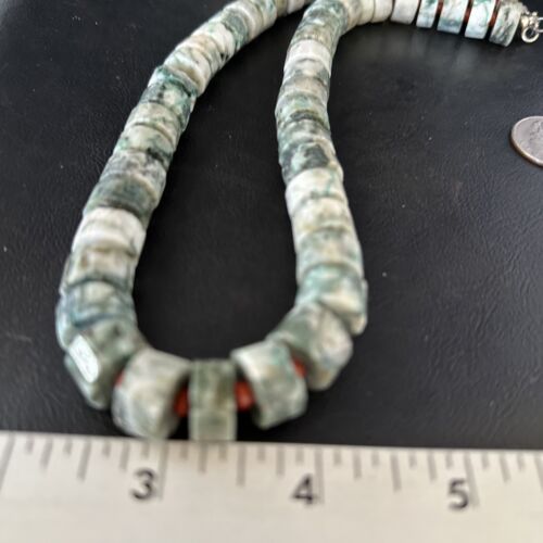 Native American Sterling Silver Necklace | Grey White Jasper Coral | 20" | 14429