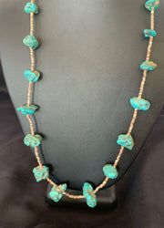 Navajo Turquoise Necklace | Sterling Silver | 24" | Authentic Native American Handmade | 10686