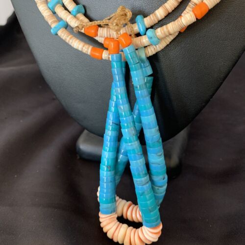 Southwestern Jacla Santo Domingo Shell Spiny Turquoise Jacla Necklace | 26" | Authentic Native American Handmade | 11992