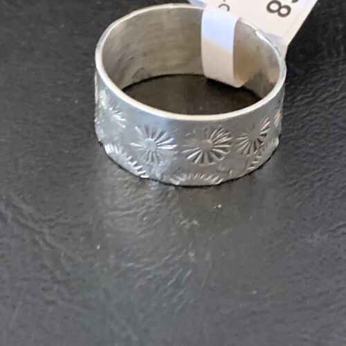 Native American Men's Wide Band Ring | Navajo Stamped Sterling Silver | Sz 11.5 | 10968