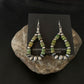 Navajo Green Turquoise Earrings | Sterling Silver | Native American Pearls Bead | 2" | 12889