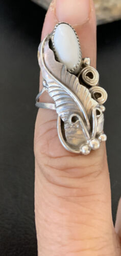 Navajo White Buffalo Turquoise Ring | Sterling Silver | Sz 5.5 | Authentic Native American Handmade | 12183
