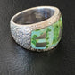 Navajo Green Sonoran Turquoise Inlay Ring | Sterling Silver | Sz 10 | Authentic Native American Handmade | 2080