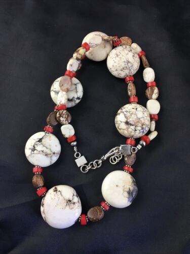 Native American Wild Horse Coral Necklace | Sterling Silver | 21" | 10278