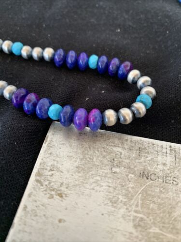 Navajo | Purple Sugilite | and Turquoise Bead Necklace | Sterling Silver | 20" | 1370