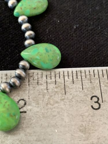 Navajo Green Mojave Turquoise Necklace | Sterling Silver | Authentic Native American Handmade | 01315