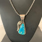 Men's Kingman Turquoise Pendant Necklace | Navajo Pearls | Sterling Silver | Authentic Native American | 4300