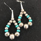 Navajo Turquoise Bead Earrings | Sterling Silver | Stamped | Native American | 10202