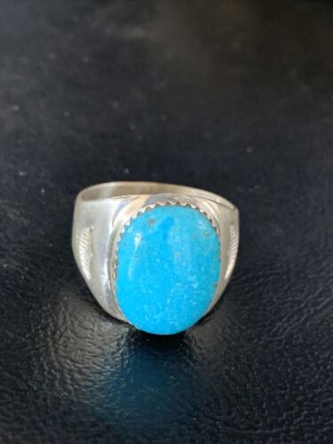 Navajo Blue Kingman Turquoise Ring | Sterling Silver | Sz 11 | Authentic Native American Handmade | 14144
