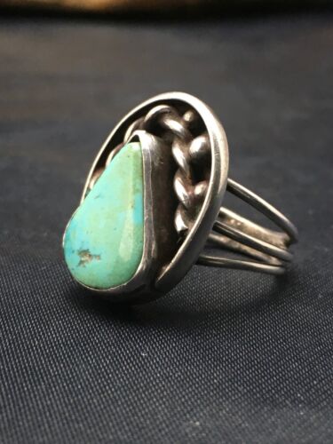 Native American Men's Blue Turquoise Ring | Navajo Sterling Silver | Sz 6.5 | 4056