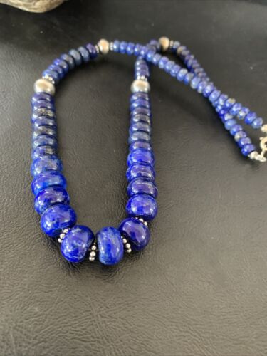Navajo Lapis Lazuli Graduated Necklace | Sterling Silver | Authentic Native American | 18" | 11802