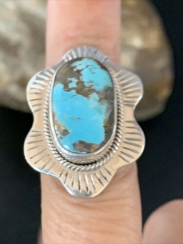 Southwestern Navajo Blue Kingman Turquoise Ring | Sterling Silver | Sz 6 | 13784