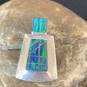 Authentic Native American Navajo Sterling Silver Blue Opal Inlay Pendant | Handmade Jewelry | 13332
