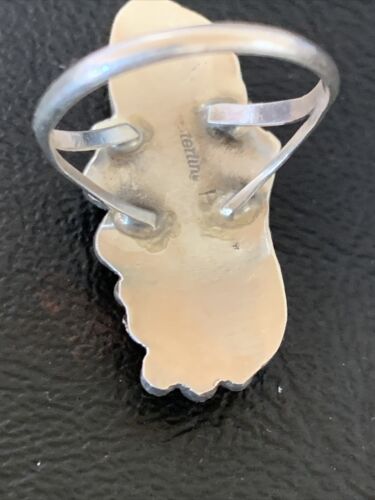 Navajo White Buffalo Turquoise Ring | Sterling Silver | Sz 9 | Authentic Native American Handmade | 12187