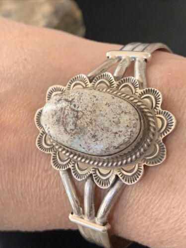 High Grade Dry Creek Turquoise Cuff Bracelet | Navajo Sterling Silver | Authentic Native American Handmade | 11704 - Masha USA