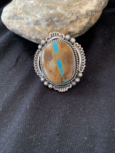 Navajo Blue Boulder Turquoise Ring | Sterling Silver | Sz 7 | 00749