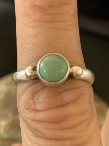 Navajo Green Turquoise Ring | Sterling Silver | Sz 6.5 | Authentic Native American Handmade | 10816