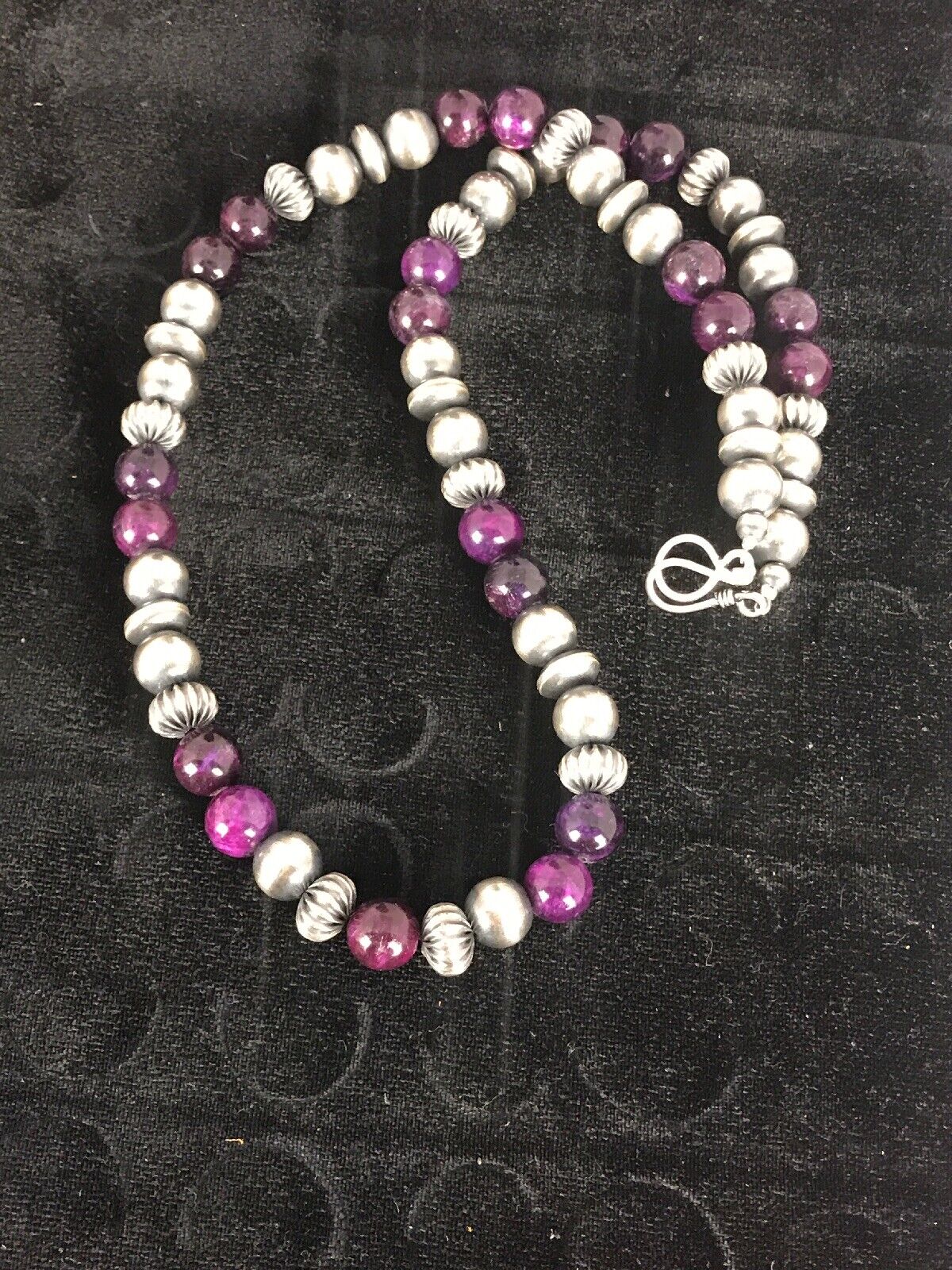 Navajo Men's Purple Sugilite Necklace | Sterling Silver | 22" | Authentic Native American Handmade | 8532