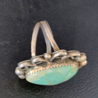 Men's Navajo Green Royston Turquoise Ring | Sterling Silver | Sz 12.5 | Authentic Native American Handmade | 13858