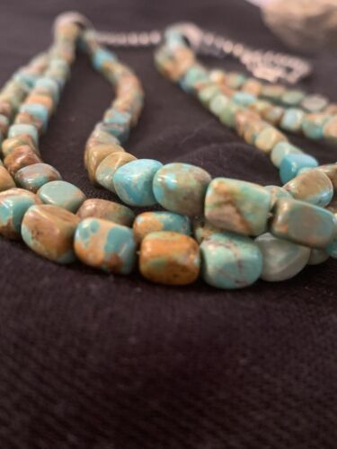 Navajo Green Turquoise Necklace | Sterling Silver | Authentic Native American Handmade | 00610