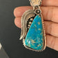 Men's Kingman Turquoise Pendant Necklace | Navajo Pearls | Sterling Silver | Authentic Native American | 4300