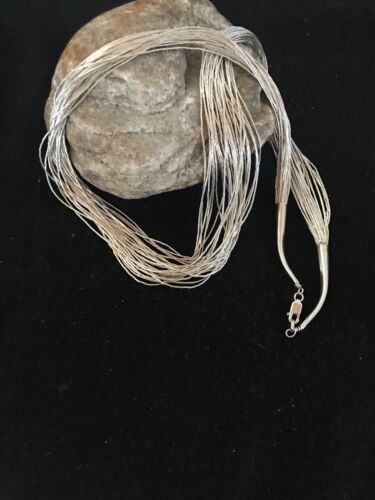 Native American Heishi Tubes Necklace | 30 Strands Liquid Sterling Silver | 23" | 8481