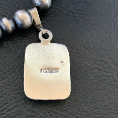 Navajo Blue Turquoise Cluster Pendant Necklace | Sterling Silver | 21" | Authentic Native American Handmade | 12578