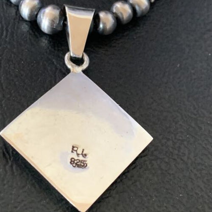 Men's Navajo Blue Lapis Turquoise Opal Inlay Pendant Necklace | Sterling Silver | 21" | 12607