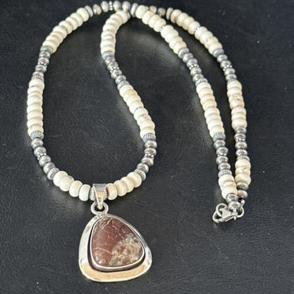Navajo Wild Horse Turquoise Necklace Pendant | Sterling Silver | Authentic Native American Handmade | 14607 - Masha USA